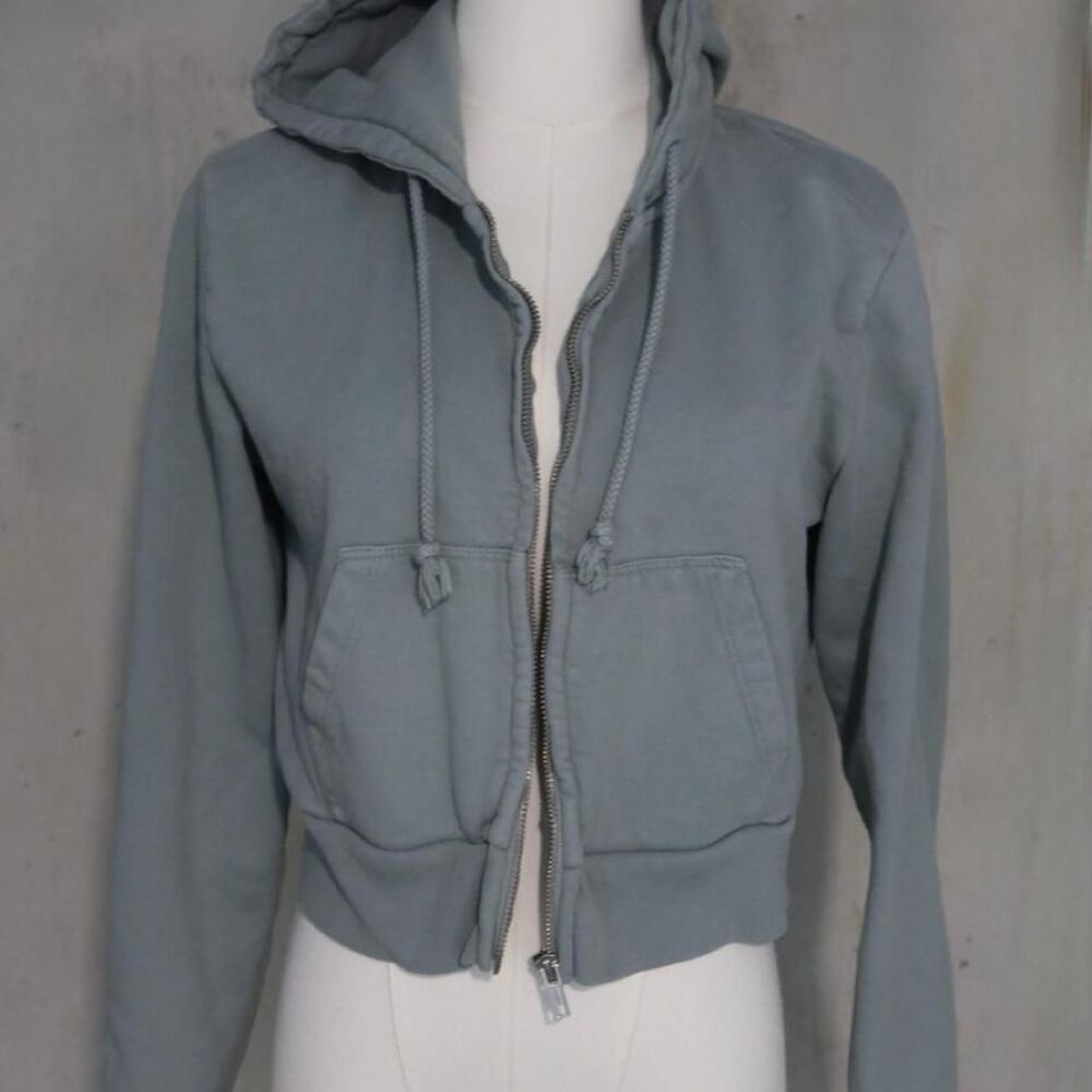 Brandy-melville Women's Grey and Blue Hoodie